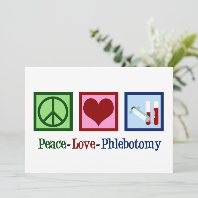 Tarjeta Paz Amor Flebotomía Lindo Flebotomista (Anverso de pie)