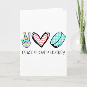 Tarjeta Paz Amor Hockey Diseño Lindo Para Mujeres Chicas A