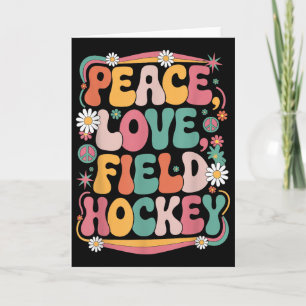 Tarjeta Paz Amor Hockey sobre Campo 70s Hippie Retro Hocke