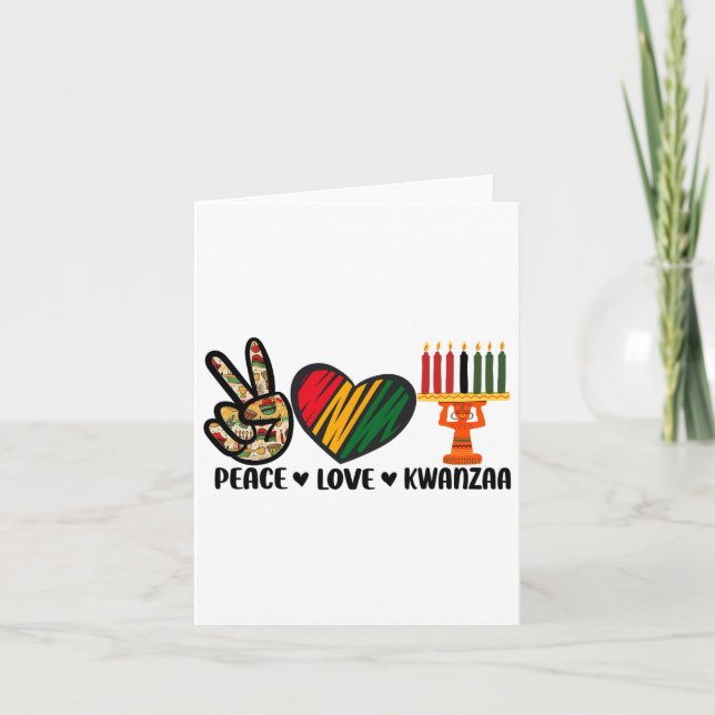 Tarjeta Paz Amor Kwanzaa Herencia Afroamericana Feliz (Anverso)