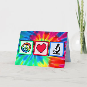 Tarjeta Paz, amor, microscopios