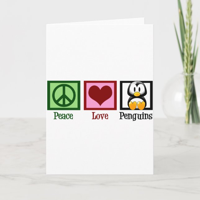 Tarjeta Paz Amor Pingüinos (Anverso)