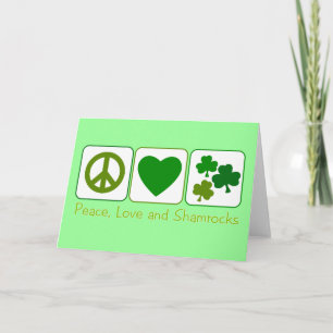 Tarjeta Paz, amor y Shamrock