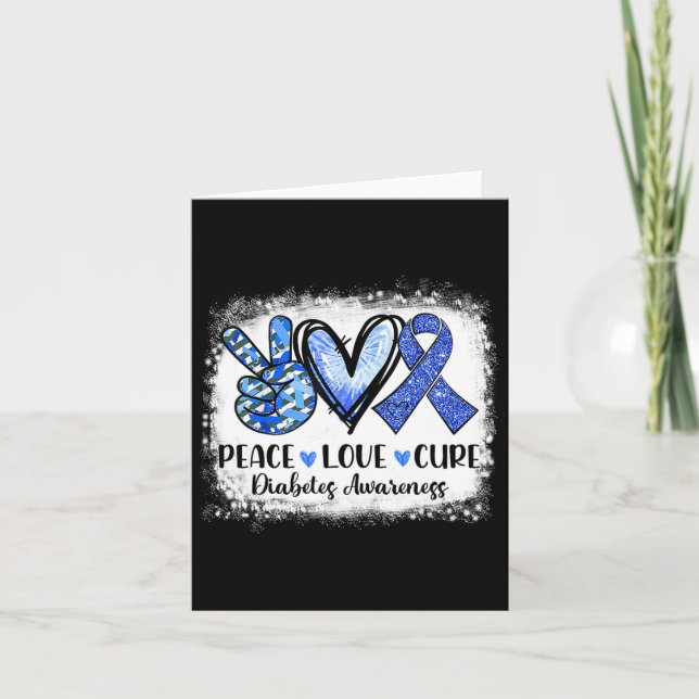 Tarjeta Paz blanqueada Amor Cure Gray Blue Ribbon Diabetes (Anverso)