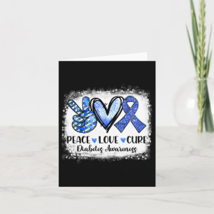 Tarjeta Paz blanqueada Amor Cure Gray Blue Ribbon Diabetes