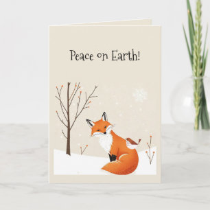 Tarjeta Paz en la Tierra Minimalista Fox Bird Cuece Animal