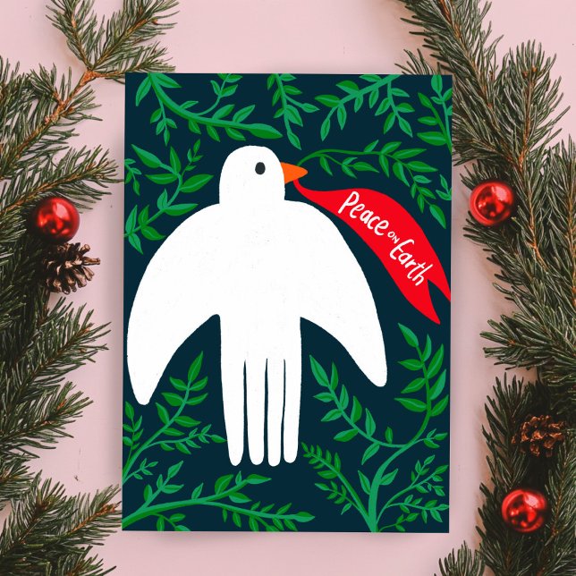 Tarjeta Paz en la Tierra Navidades de Aves Aves Vacaciones (Peace on Earth Bird Dove Christmas Xmas Holiday Card
)