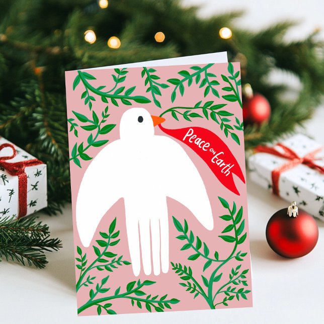 Tarjeta Paz en la Tierra Navidades de Aves Aves Vacaciones (Peace on Earth Bird Dove Christmas Xmas Holiday Folded Card
)