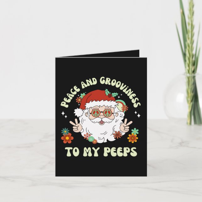 Tarjeta Paz Grooviness Mis Gentes Hippie Santa Navidad (Anverso)