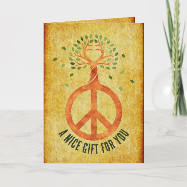 Tarjeta Paz para los Árboles - Flor Power Heart 1 Gift (Anverso)