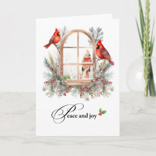 Tarjeta Paz y alegría en los Navidades Cardenal Birds Wind