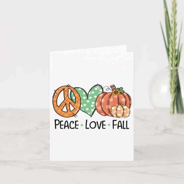 Tarjeta Paz Y Amor Y Caída Calabaza Autum Feliz Otoño (Anverso)