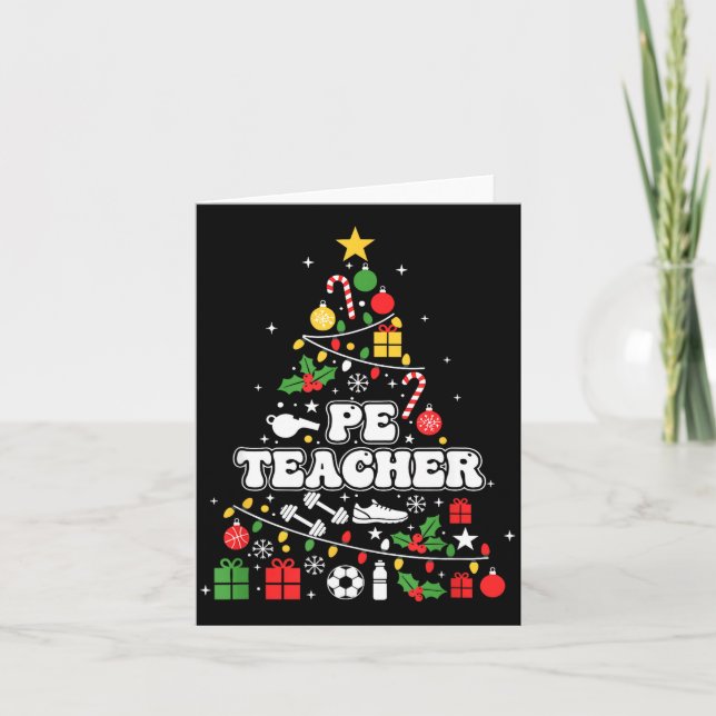 Tarjeta Pe Physical Education Teacher Christmas Tree Women (Anverso)
