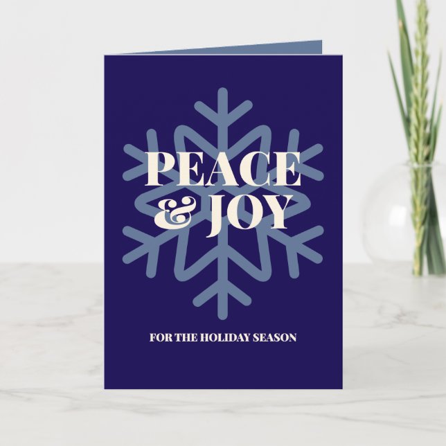 Tarjeta Peace and Joy Snowflake Christmas Photo (Anverso)