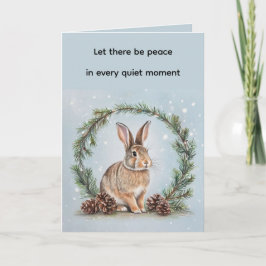 Tarjeta Peace at Christmas Rabbit Folded Greeting Card