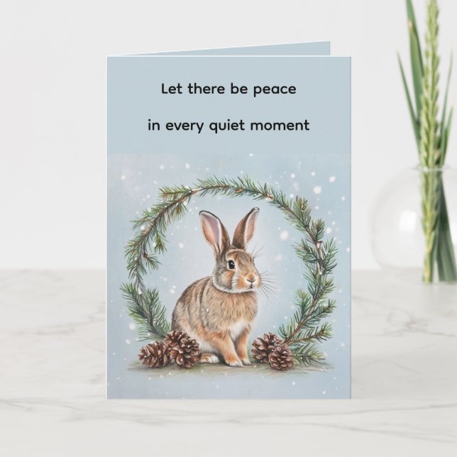 Tarjeta Peace at Christmas Rabbit Folded Greeting Card (Anverso)