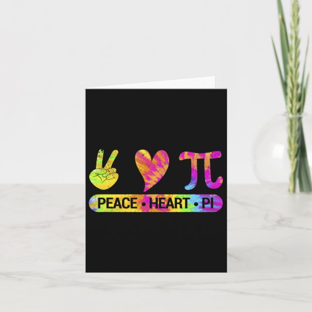 Tarjeta Peace Heart Pi Day Tie Dye Mathematics Science Mat (Anverso)