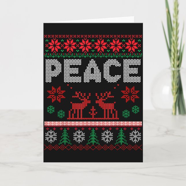 Tarjeta Peace I Come In Peace Couple Matching Ugly Christm (Anverso)