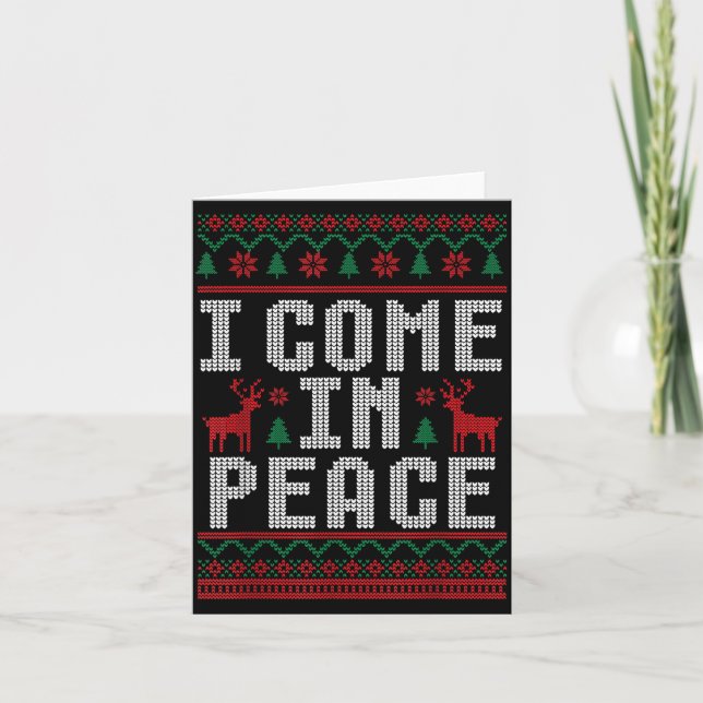 Tarjeta Peace I Come In Peace Couple Matching Ugly Christm (Anverso)