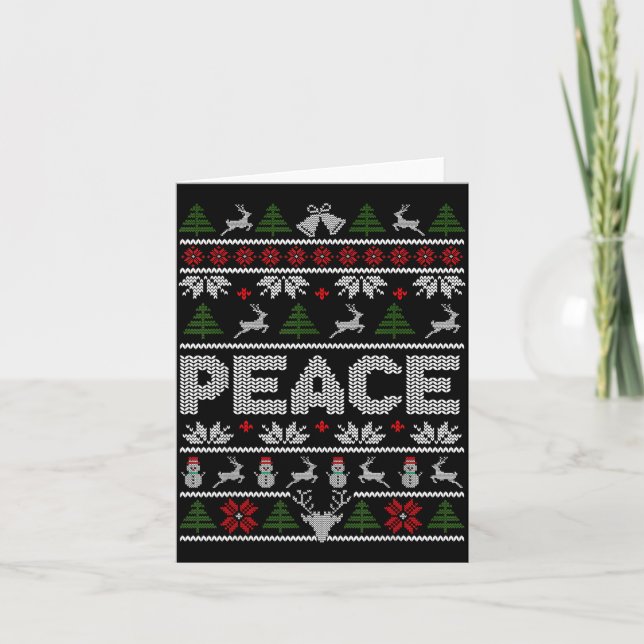 Tarjeta Peace I Come In Peace Couple Matching Ugly Christm (Anverso)