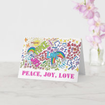Peace Joy Love Hippy Art, con sus palabras dentro
