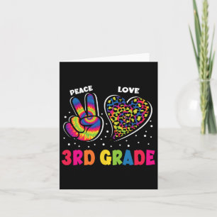 Tarjeta Peace Love 3º Grado Leopard Tye De Vuelta A La Esc