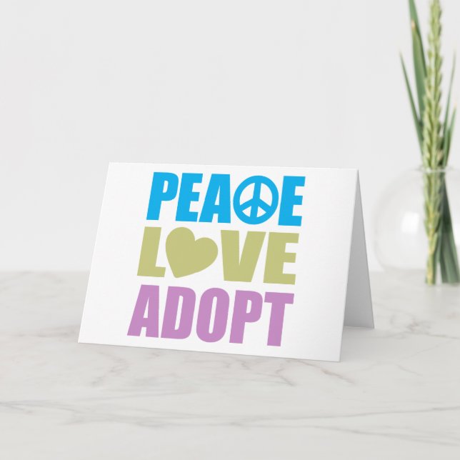 Tarjeta Peace Love Adopte (Anverso)