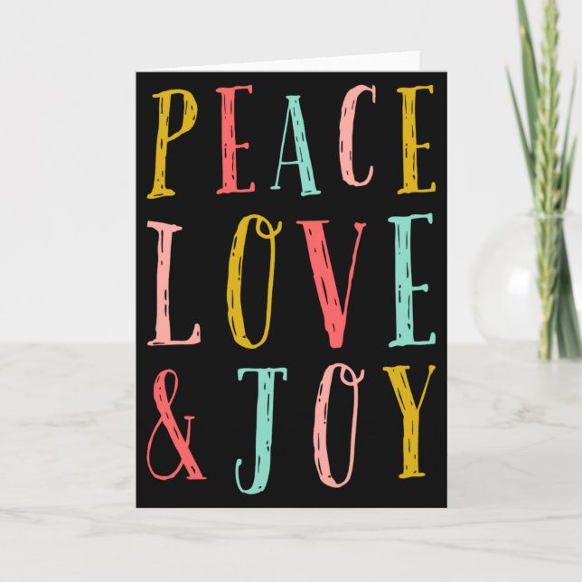 Tarjeta Peace Love And Joy Whimsical Holiday Toddler  (Anverso)