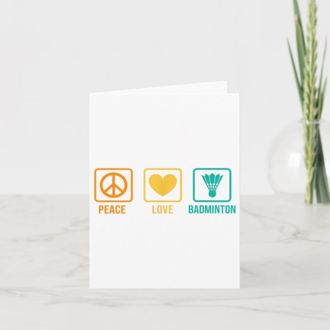 Tarjeta Peace Love Badminton Badminton Player Shuttle Spor (Anverso)