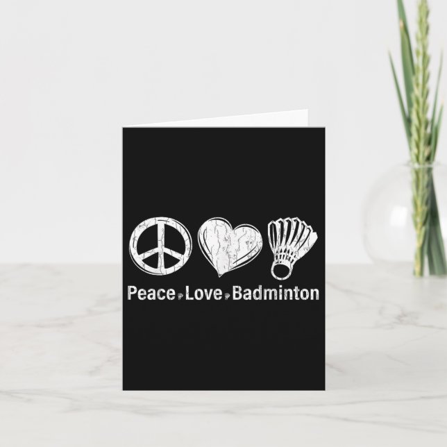 Tarjeta Peace Love Badminton Funny Sports Player Coach Gra (Anverso)