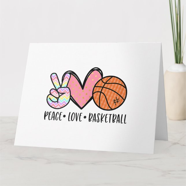 Tarjeta Peace Love Basketball Heart for Women Adolescentes (Anverso)