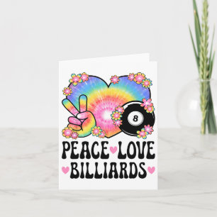 Tarjeta Peace Love Billiards Lover 60s 70s Hippie Set B