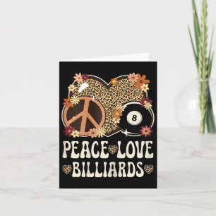 Tarjeta Peace Love Billiards Lover Leopard Print Chica Cut