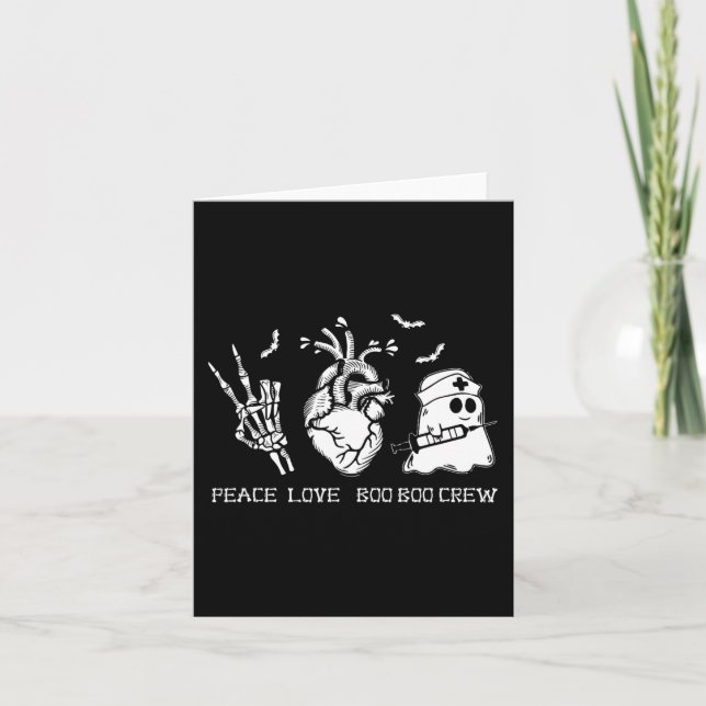 Tarjeta Peace Love Boo Boo Crew Lazy Halloween Costume Nur (Anverso)
