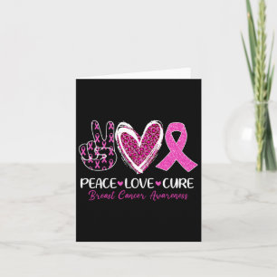 Tarjeta Peace Love Cure Cure Cinta Rosa Cáncer de Mama Awa