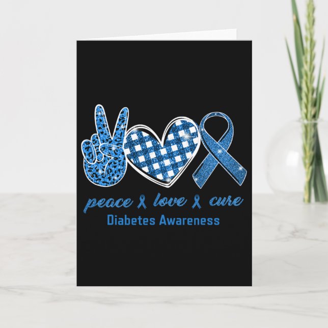 Tarjeta Peace Love Cure Leopardo Diabetes Conciencia Survi (Anverso)