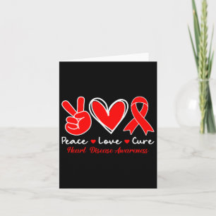 Tarjeta Peace Love Cure Red Ribbon Heart Disease Awareness