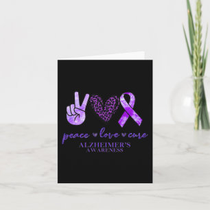 Tarjeta Peace Love Cure Ribbon Leopard Alzheimer Brain Awa