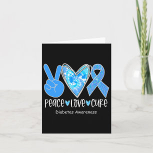 Tarjeta Peace Love Cure T1d Diabetes Awareness Blue Ribbon