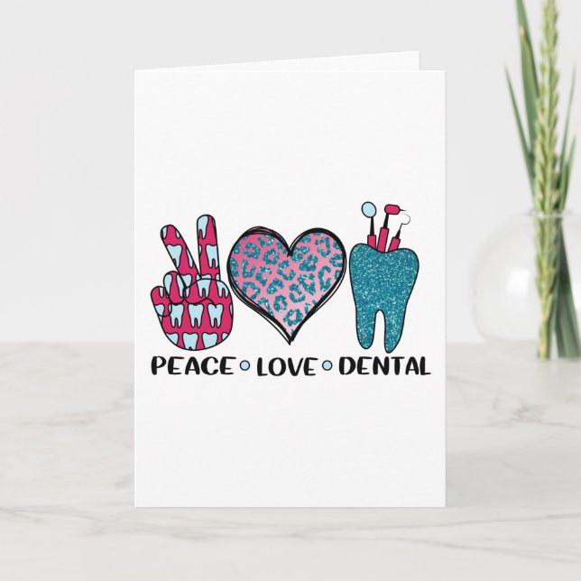 Tarjeta Peace Love Dental Guay T Shirt (Anverso)