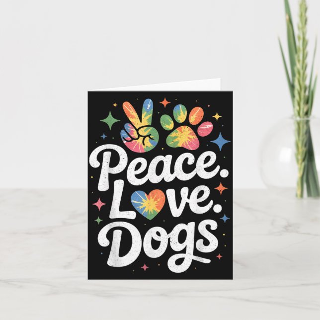 Tarjeta Peace Love Dogs Tie Dye Dog Lover Rescue Puppy  (Anverso)