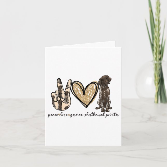 Tarjeta Peace Love Gsp German Shorthal Pointer Dog Love (Anverso)