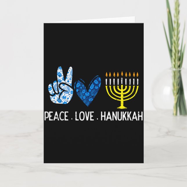 Tarjeta Peace Love Hanukkah Retro Chanukah Jewish Men Wome (Anverso)