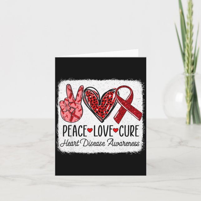 Tarjeta Peace Love Heart Disease Awareness Chd Suprt Wear  (Anverso)