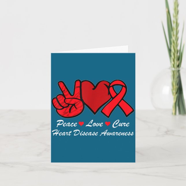 Tarjeta Peace Love Heart Disease Awareness Chd Suprt Wear  (Anverso)