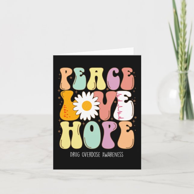Tarjeta Peace Love Hope Purple Ribbon Drug Overdose (Anverso)