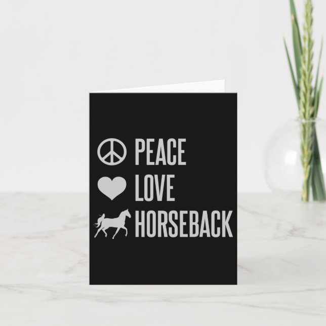 Tarjeta Peace Love Horseback (Anverso)