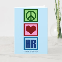 Tarjeta Peace Love HR Recursos humanos personalizados Azul