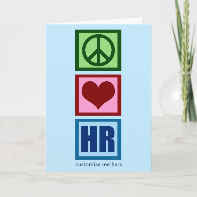 Tarjeta Peace Love HR Recursos humanos personalizados Azul (Anverso)
