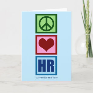 Tarjeta Peace Love HR Recursos humanos personalizados Azul